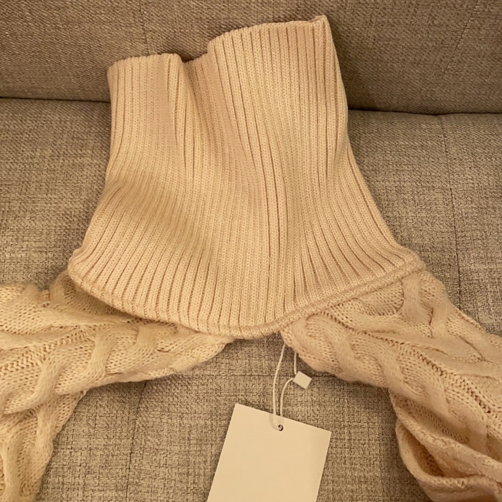 Zara knit arm warmer sweater size medium beige NWT - Picture 8 of 9